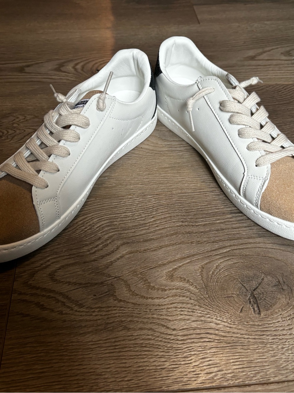 Vintage Havana White Sneakers with Tan Suede Toe and Leopard Star - Picture 2 of 10